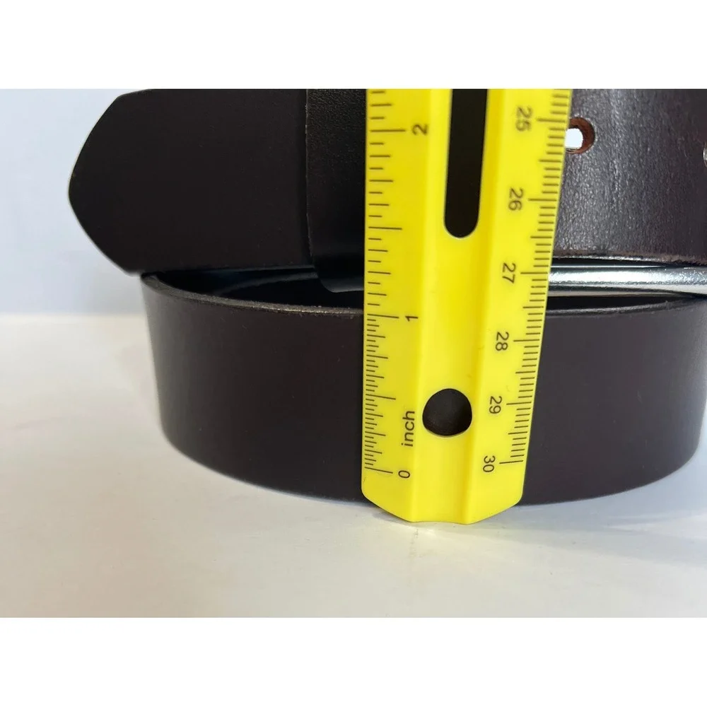 Gap Mens Dark Brown Cow Leather Belt Made in USA Silver Buckle 28